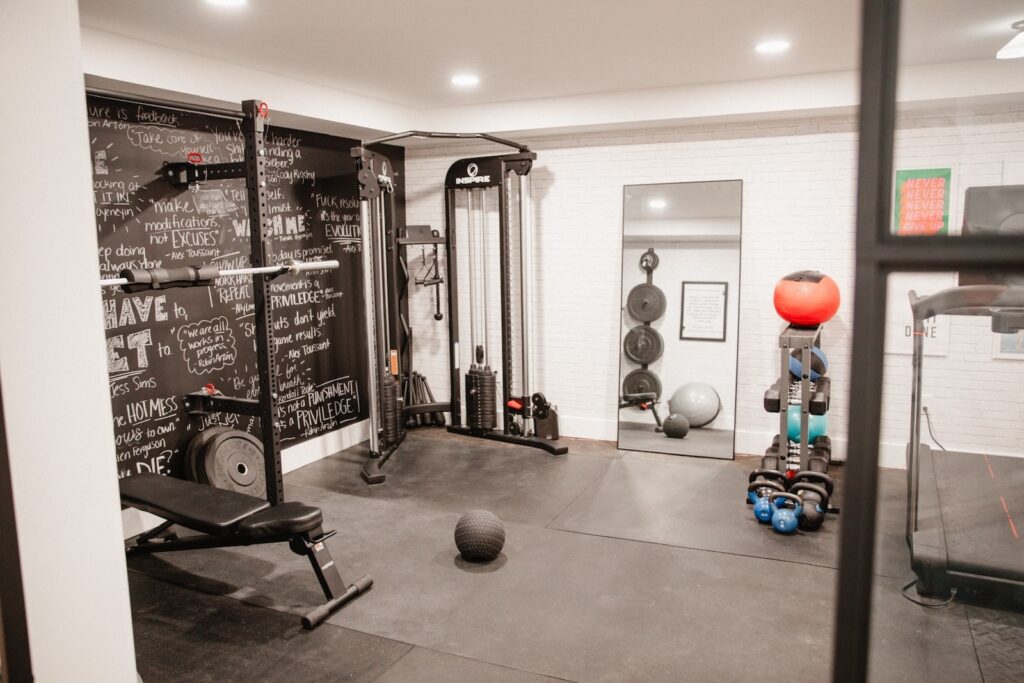 home gym in basement