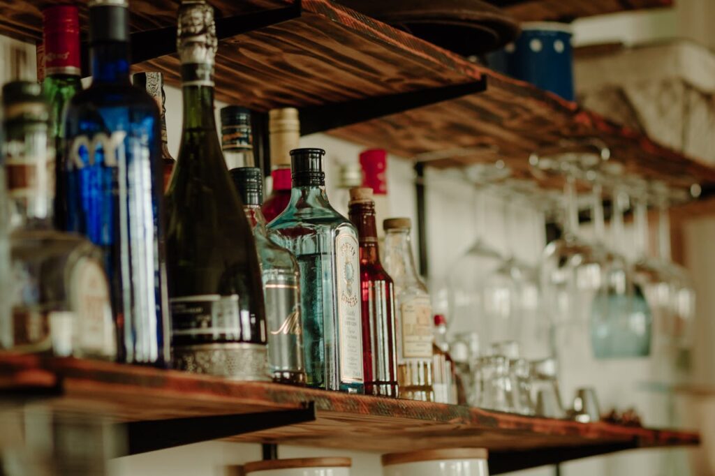 basement bar bottles