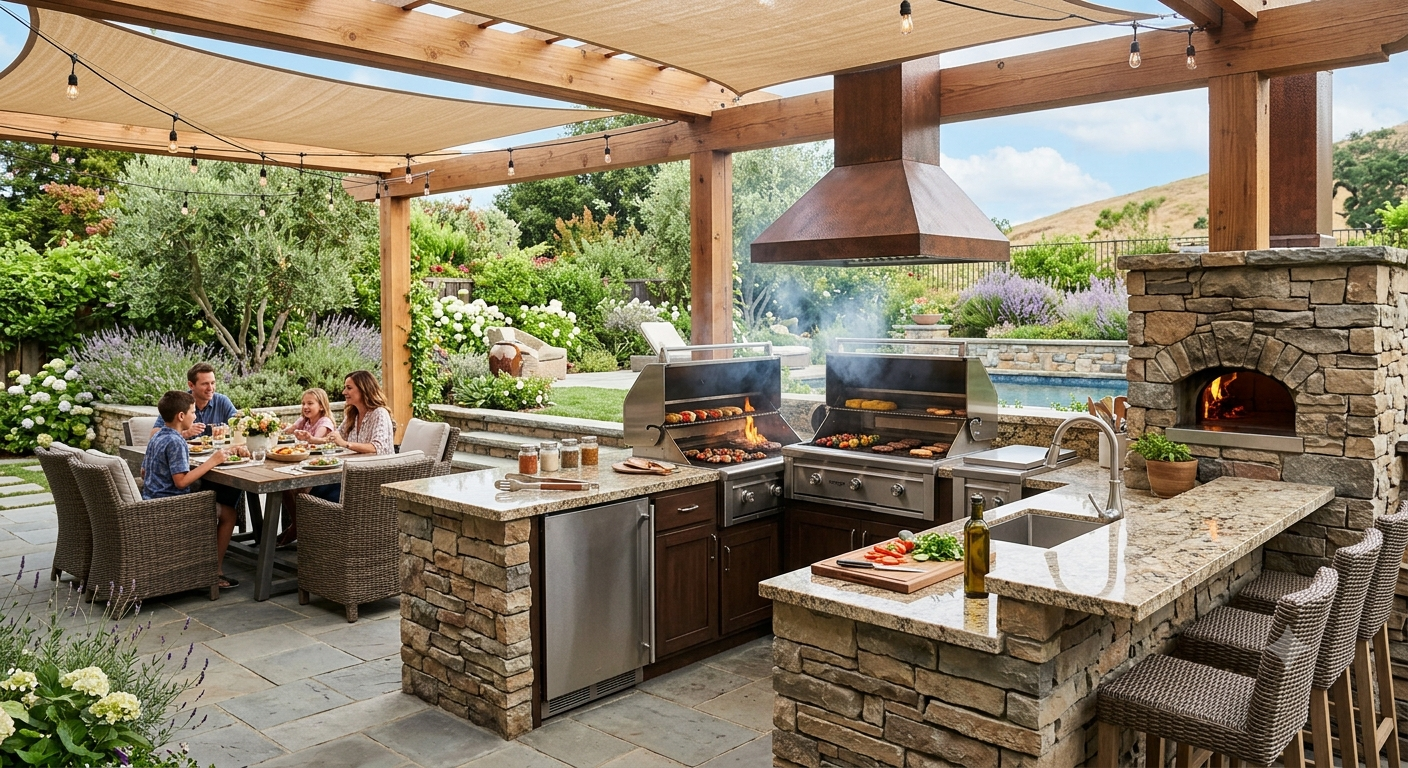 bbq_area_outdoor_kitchen out door kitchen and BBQ place