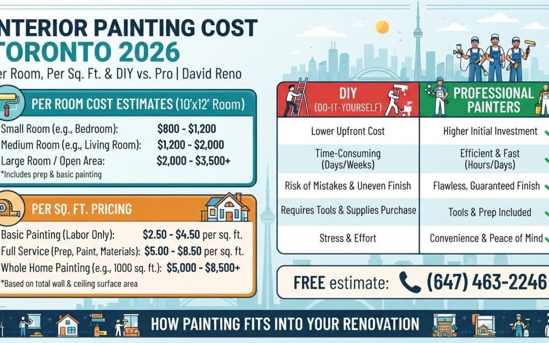 Interior Painting Cost Toronto 2026: Per Room, Per Sq. Ft. & DIY vs. Pro | David Reno