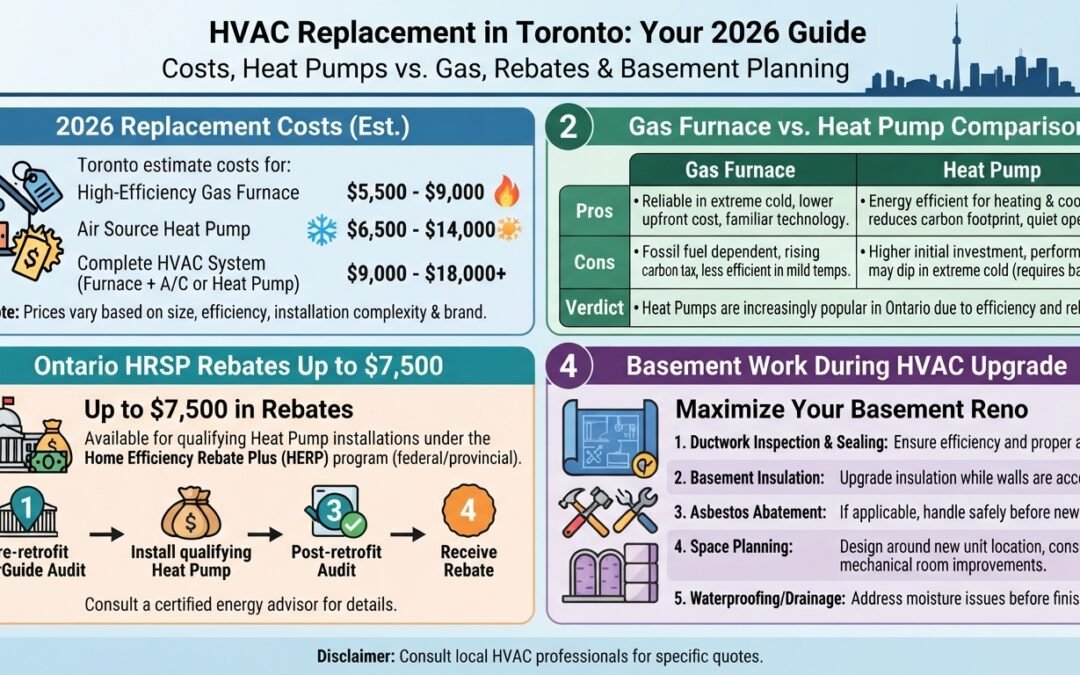 Furnace & HVAC Replacement Cost Toronto 2026: Gas Furnace vs Heat Pump + Basement Work | David Reno